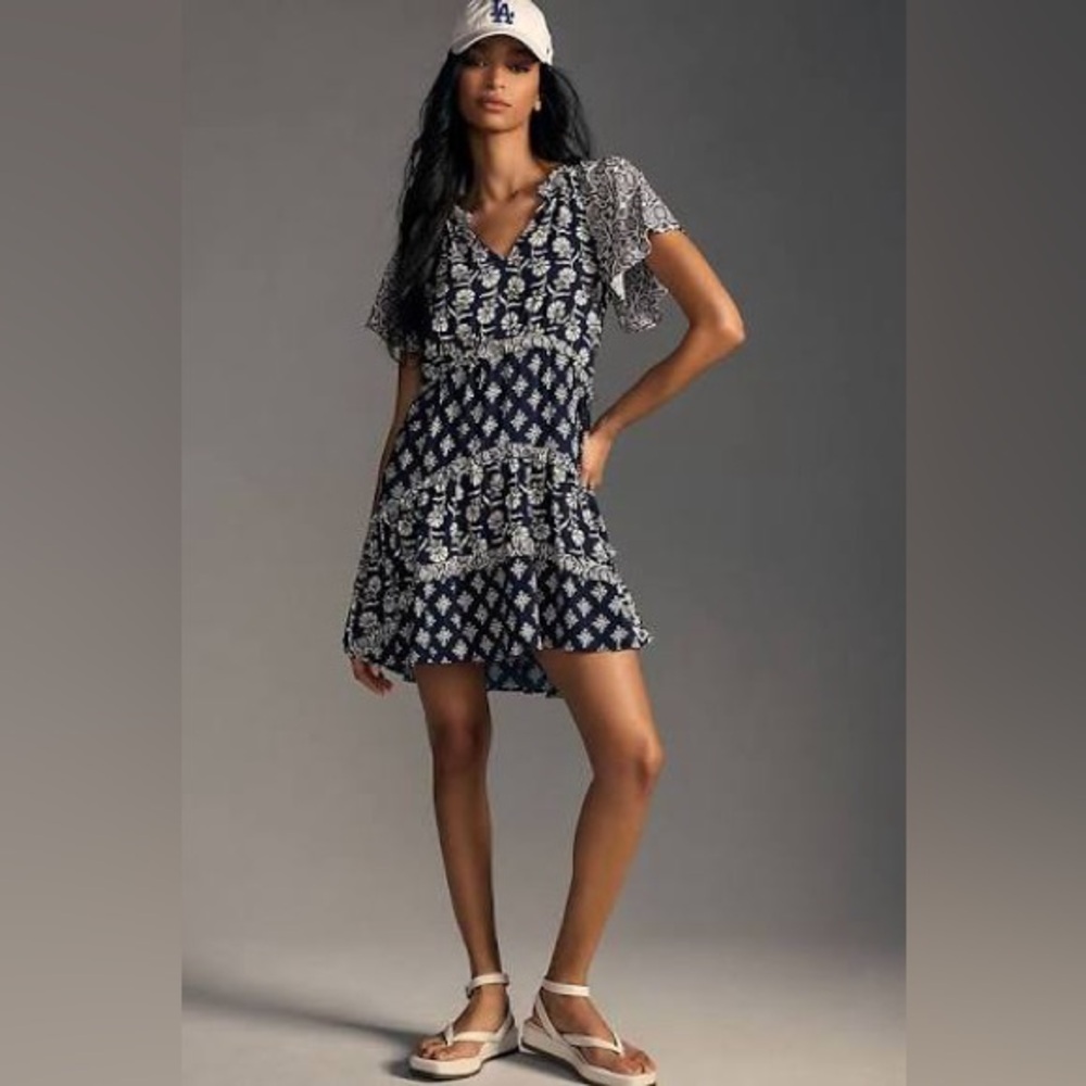 By Anthropologie Robin Tiered Mini Dress